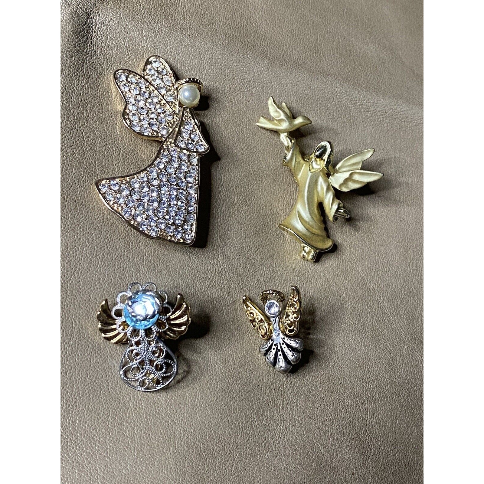 Vntg Lot 4 Signed Angel Brooch Beautifulsilver/Gold Tone Anne Klein,Giusti,Se,Dm